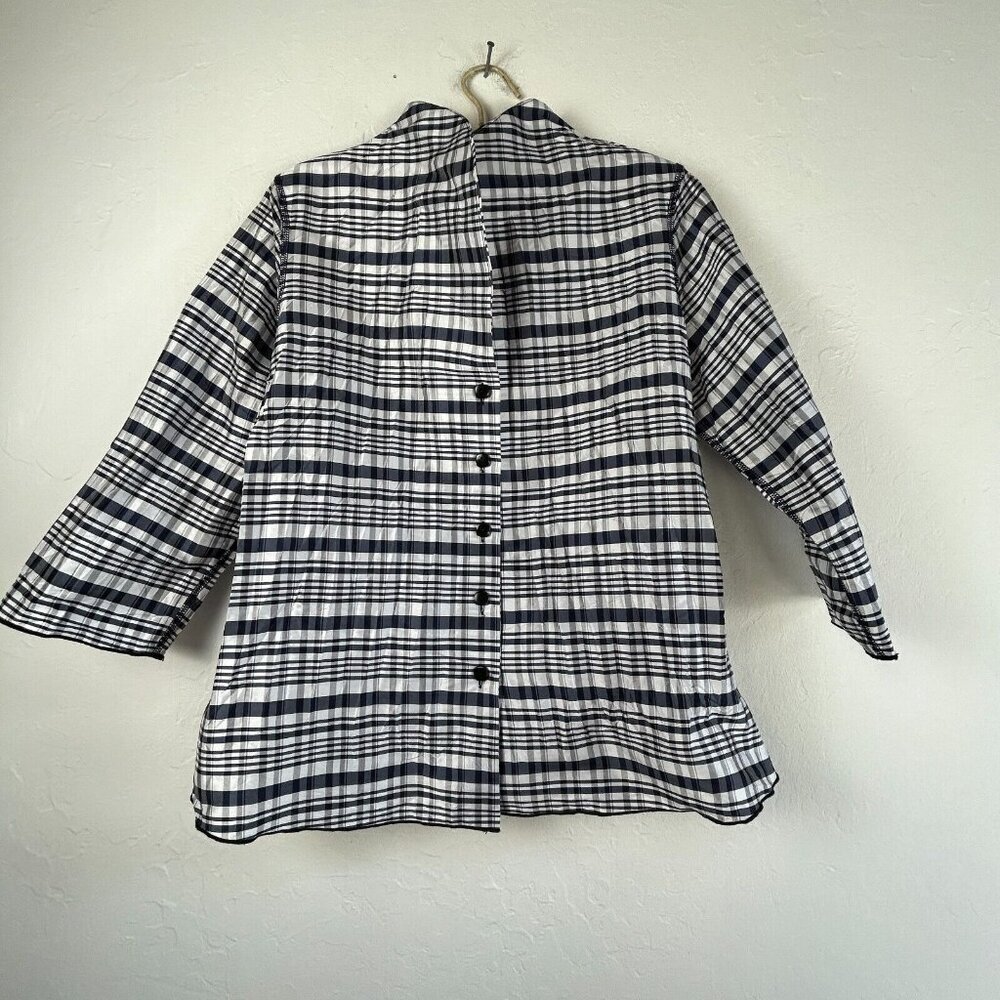 Beluva San Francisco Womens Plaid Button Front Pleated Shirt Jacket Size Small